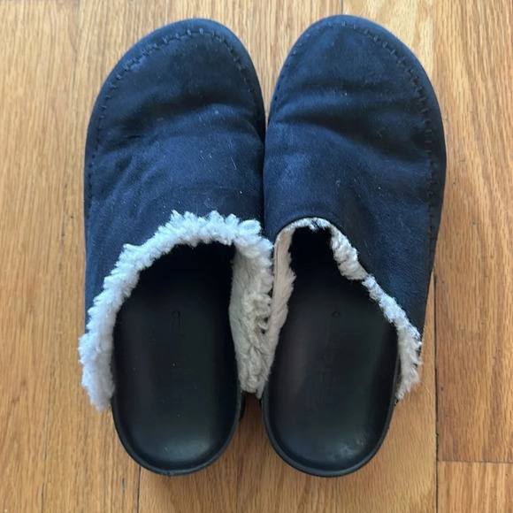 Jenni Kayne sz 39 US 8 black side and shearling slides great pre owned condition - Picture 2 of 6